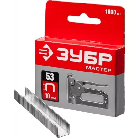 Скобы тип 53, 10 мм, закаленные, ЗУБР &quot;МАСТЕР&quot; 31625-10, 1000 шт 31625-10 купить в Нягани