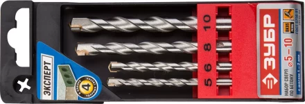 Набор ЗУБР Сверла по бетону ударные, 5-6-8-10 мм, пластиковый бокс, 4 шт 29140-H4 купить в Нягани