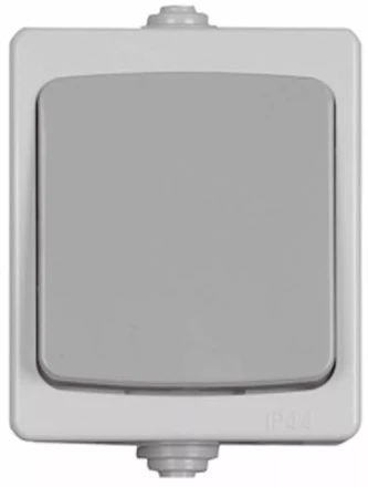 Выключатель СВЕТОЗАР &quot;АВРОРА&quot; одноклавишный, IP44, цвет серо-белый, 10А/~250В SV-54332-W купить в Нягани