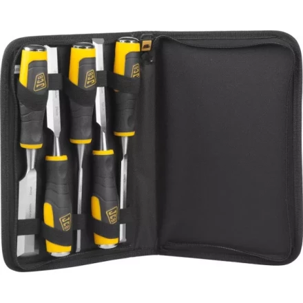 Набор JCB: Стамески, двухкомпонентные рукоятки, CrV cталь, 6 предм.: 6,12,19,25,32мм, с чехлом JCS009 купить в Нягани