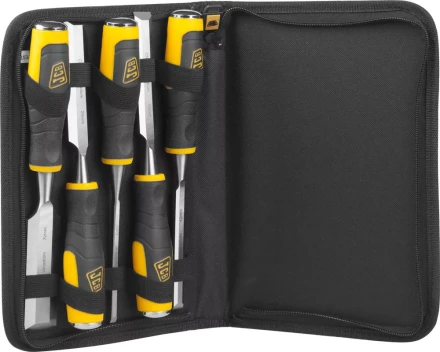 Набор JCB: Стамески, двухкомпонентные рукоятки, CrV cталь, 6 предм.: 6,12,19,25,32мм, с чехлом JCS009 купить в Нягани