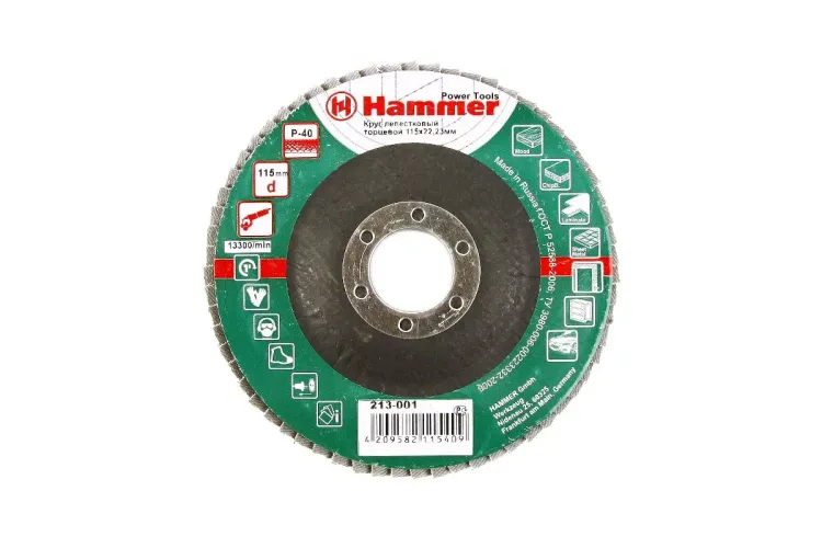 Круг Лепестковый Торцевой (КЛТ) HAMMER КЛТ 1 Ф115х22 Р40 213-001 купить в Нягани
