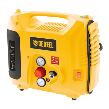 Компрессор воздушный DL1300, 10 бар, 1,3 кВт 180 л/мин 5 л, с набором аксессуаров// Denzel 58011 купить в Нягани