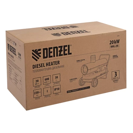 Дизельная тепловая пушка Denzel NHG-20i, 20 кВт, 600 м3/ч, непрямой нагрев, цифровой термостат купить в Нягани
