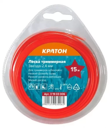 Леска триммерная Кратон Звезда-2,4мм 3 19 03 006 купить в Нягани