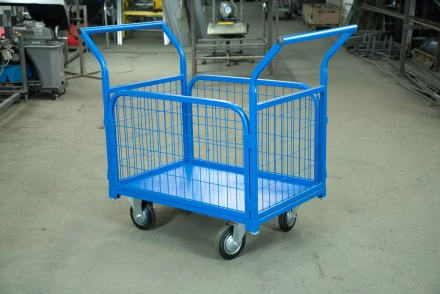 Тележка платформенная TOR ТП-2С (600х900) с бортами из сетки и двумя ручками (колеса 160 мм) 1012414 купить в Нягани