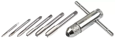 Набор ЗУБР &quot;МАСТЕР&quot; с металлореж. инструментом, метчики однопроходные М3-М10, метчикодержатель - на карточке, 7предметов 28127-H7 купить в Нягани