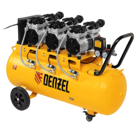 Компрессор безмасляный, малошумный  DLS 2250/100, 2250 Вт, 3x750, 100 л, 410 л/мин блок управления/ Denzel 58029 купить в Нягани