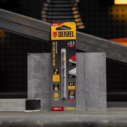 Сверло спиральное по металлу Denzel 5,5 x 93 мм, Р6М5, Golden Tip 718234 купить в Нягани