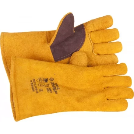 Термостойкие краги ЗУБР для сварки и тяжелых механических работ, утепленные, спилковые, 350мм 11335-XL купить в Нягани