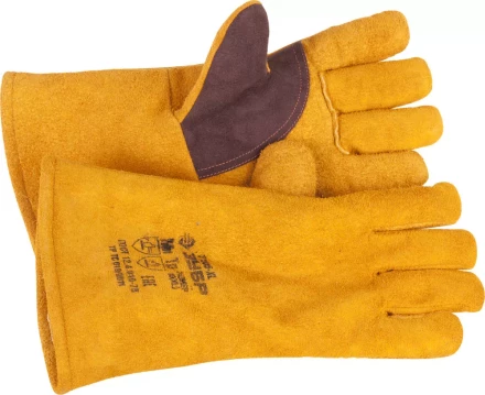 Термостойкие краги ЗУБР для сварки и тяжелых механических работ, утепленные, спилковые, 350мм 11335-XL купить в Нягани