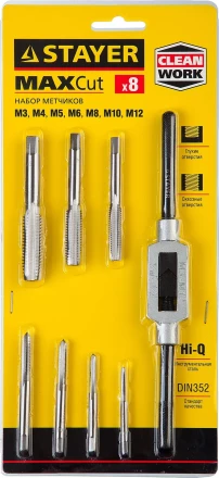 Набор метчиков STAYER &quot;MASTER&quot;, метчикодержатель 1шт, метчики 7шт, 8 предметов 28016-H8_z01 купить в Нягани