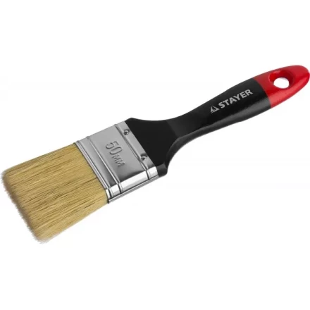 Кисть плоская STAYER &quot;UNIVERSAL-PROFI&quot;, светлая натуральная щетина, деревянная ручка, 50мм 0104-050 купить в Нягани