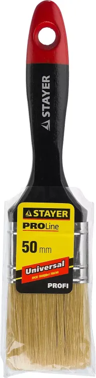 Кисть плоская STAYER "UNIVERSAL-PROFI", светлая натуральная щетина, деревянная ручка, 50мм 0104-050 купить в Нягани