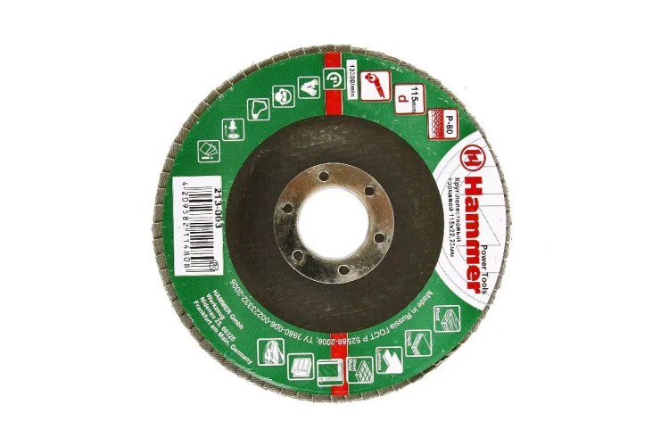 Круг Лепестковый Торцевой (КЛТ) HAMMER КЛТ 1 Ф115х22 Р80 213-003 купить в Нягани
