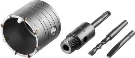 Коронка ЗУБР буровая,  коническая посадка центрирующего сверла, SDS-Plus хвостовик, в сборе, 65мм 2918-65_z01 купить в Нягани