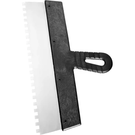 Шпатель из нержавеющей стали 250 мм зуб 10х10 мм пластмассовая ручка СИБРТЕХ 85500 купить в Нягани