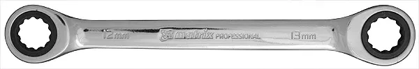 Ключ накидной трещоточный 12х13мм CrV зеркальный хром MATRIX PROFESSIONAL 14503 купить в Нягани