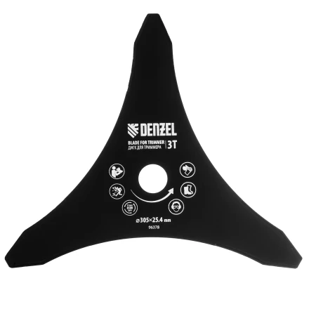 Диск для триммера , 305 х 25,4   3 лезвия, Denzel 96378 купить в Нягани