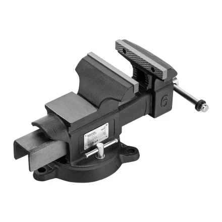 Тиски слесарные BVH-150, 150 мм, поворотные, стальная направляющая, с наковальней //Denzel 18685 купить в Нягани