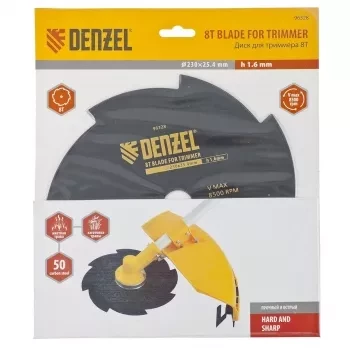 Диск для триммера 230 х 25,4 толщина 1,6 мм 8 лезвий DENZEL 96328 купить в Нягани