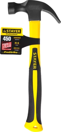 Молоток-гвоздодер "Fiberglass" с фиберглассовой рукояткой, 450 г, STAYER Professional 2026-450_z01 купить в Нягани