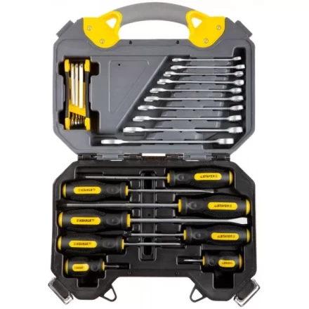 Набор инструментов STAYER &quot;PROFI&quot; универсальный, высококачественная CRV сталь, хромированное покрытие, 26 предметов 27710-H26 купить в Нягани
