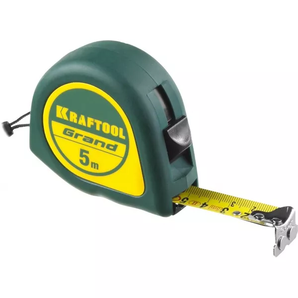 Рулетка KRAFTOOL GRAND, обрезиненный пластиковый корпус, 5м/19мм 34022-05-19 купить в Нягани