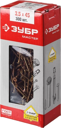 Шурупы ЗУБР &quot;МАСТЕР&quot; по дереву желтопассивированные, 3.5x45мм, 300шт 4-300391-35-045 купить в Нягани