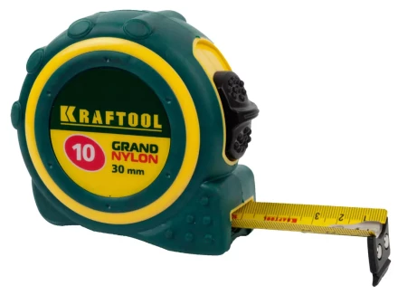 Рулетка KRAFTOOL &quot;GRAND&quot;, двухкомпонентный корпус, двусторонняя шкала, нейлоновое покрытие, 10мх30мм 3412-10_z01 купить в Нягани