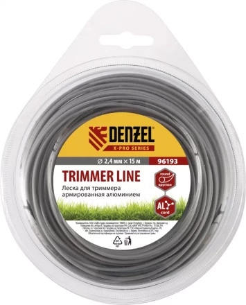 Леска для триммера армированная алюминием X-Pro круглая 2,4мм х 15м блистер Россия Denzel 96193 купить в Нягани