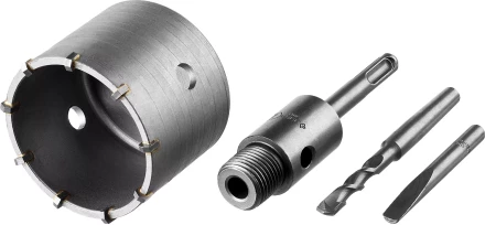 Коронка ЗУБР буровая, коническая посадка центрирующего сверла, SDS-Plus хвостовик, в сборе, 73мм 2918-73_z01 купить в Нягани