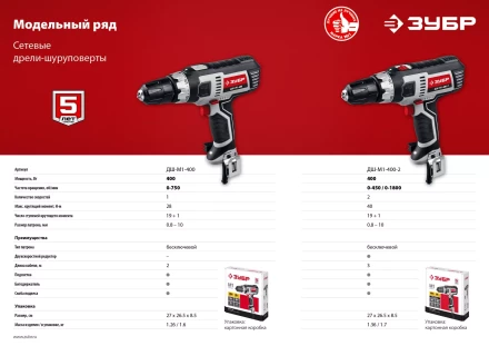 Дрель-шуруповерт сетевая ДШ-М1-400-2 серия МАСТЕР купить в Нягани