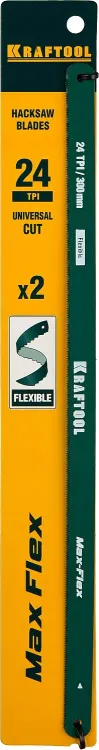 Полотно гибкое Max Flex, KRAFTOOL 15941-24-S2, безопасное, с волнообразной разводкой, 24 TPI, 2шт, 300мм 15941-24-S2 купить в Нягани