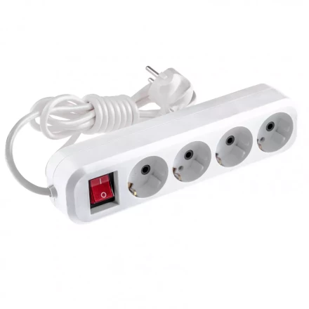 Удлинитель бытовой с заземлением и выключателем 4 м 4 розетки 10 A серия УХз10 Denzel 95977 купить в Нягани