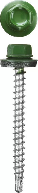Саморезы СКМ кровельные, RAL 6002 зеленый лист, 25 x 5.5 мм, 1 800 шт, для металлических конструкций, STAYER 30300-55-025-6002 купить в Нягани
