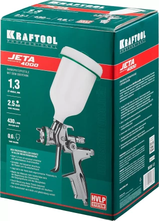 Краскопульт пневматический KRAFTOOL &quot;PRO&quot; Jeta 4000, HVLP, c верхним бачком, 1,3мм 06555-1.3 купить в Нягани