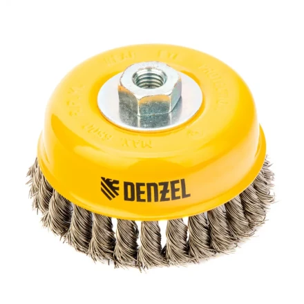 Щетка для УШМ 125 мм Чашка крученая нержавеющая проволока 0.5 мм М14 Denzel 746273 купить в Нягани