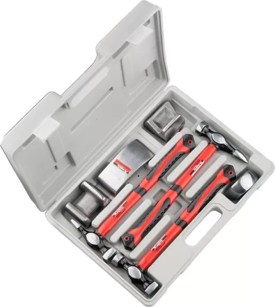 Набор рихтовочный 3 молотка с фибергласовыми ручками 4 наковальни в пласт. боксе MATRIX 10845 купить в Нягани