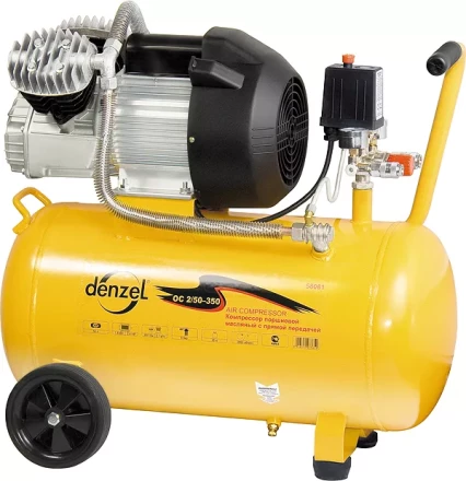 Компрессор пневматический масляный поршневой прямой привод  DENZEL 58081 купить в Нягани