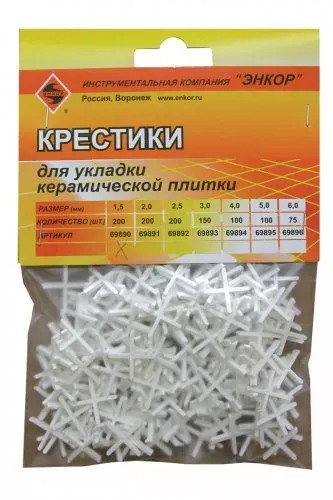 Крестики для кафеля 1,5 мм 200 штук блистер Энкор 69890 купить в Нягани