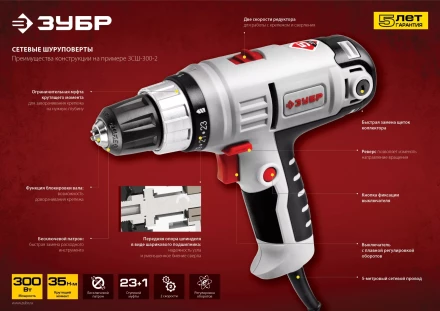 Дрель-шуруповерт сетевая ЗСШ-300-2 серия МАСТЕР купить в Нягани