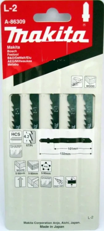 Пилки для лобзика Makita L-2 A-86309 купить в Нягани