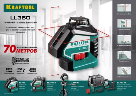 Нивелиры лазерные LL-360, 360 град, 20/70м, IP54 34645-2 купить в Нягани