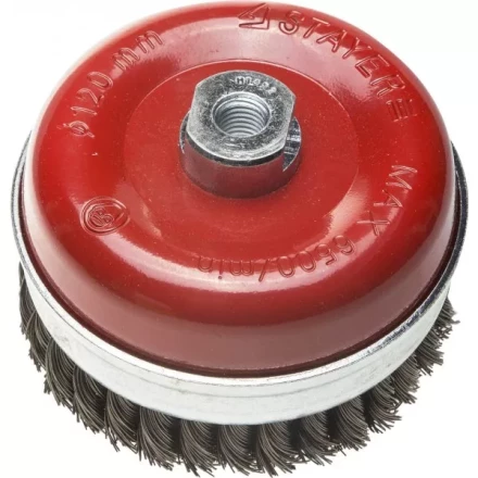 ЗУБР &quot;ПРОФЕССИОНАЛ&quot;. Щетка чашечная усиленная для УШМ, плетеные пучки стальной проволоки 0,5мм, 120ммхМ14 3527-120_z02 купить в Нягани