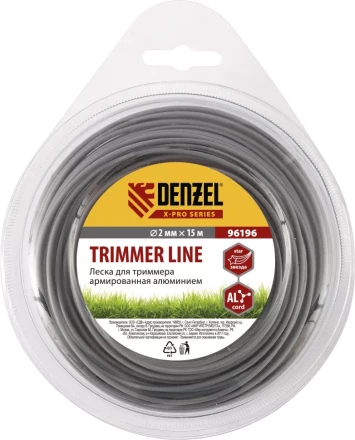 Леска для триммера армированная алюминием X-Pro звезда 2,0мм х 15м блистер Россия Denzel 96196 купить в Нягани