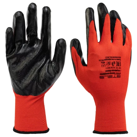 Перчатки полиэфирные с чёрным нитрильным покрытием, размер 9, 13 класс вязки// Stels 678705 купить в Нягани