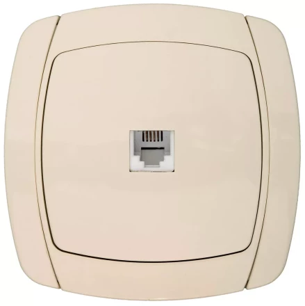 Розетка СВЕТОЗАР &quot;CITY LIGHT&quot; телефонная одинарная в сборе, цвет бежевый SV-54217-B купить в Нягани