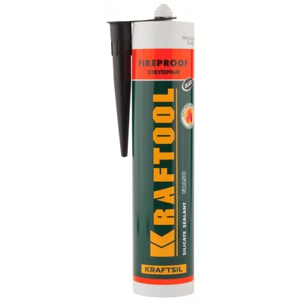 Герметик KRAFTOOL KRAFTFLEX FR150 силикатный огнеупорный "+1500 С", жаростойкий, черный, 300мл 41260-4_G купить в Нягани