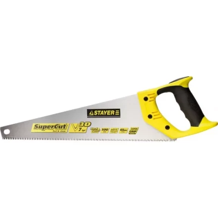 Ножовка универсальная SuperCut 500 мм, 7 TPI, 3D зуб, рез вдоль и поперек волокон, для средних заготовок из всех видов материалов, STAYER 1512-50 купить в Нягани